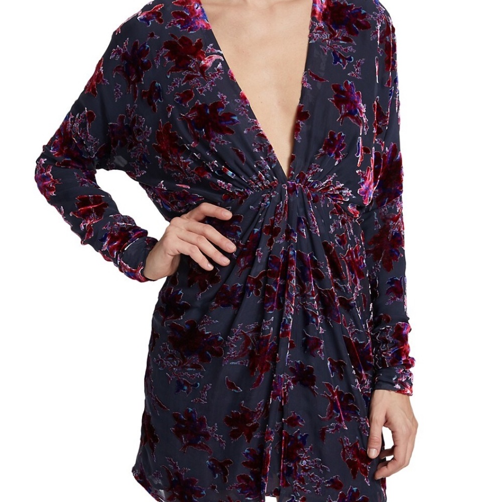 rag & bone Floral Velvet Mini Dress - Black and Red